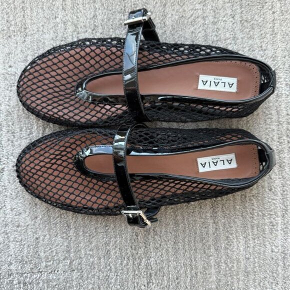 Patent leather-trimmed mesh ballet flats - Picture 2 of 8